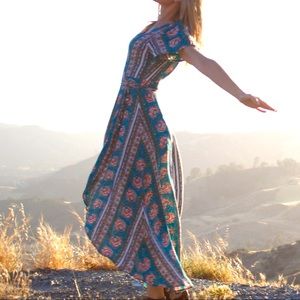 Bohemian maxi wrap dress